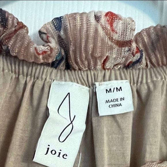 Floral Smocked Waist Long Sleeve Top - Beige/Teal - Picture 4 of 6